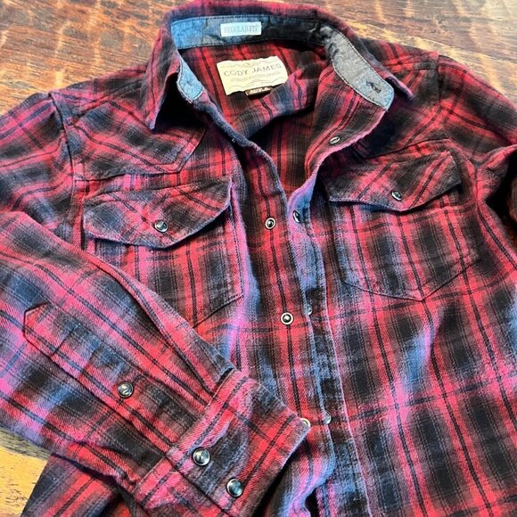 Cody James Red Plaid Western Flannel S - Picture 5 of 14